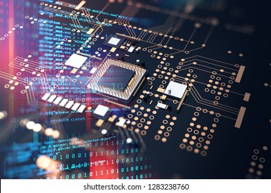 3d rendering futuristic blue circuit board background illustration