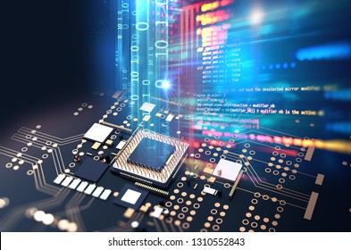 3d rendering futuristic blue circuit board background illustration