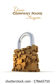 3D rendering of a futuristic padlock