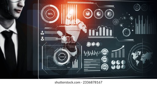 3D Rendering Futuristic robot technology development, artificial intelligence AI, and machine learning concept. Global robotic bionic science research for future human life. 3D illustration