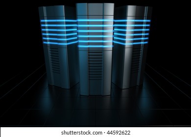 3d Rendering Of Futuristic Servers