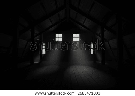 3D Rendering of a Gambrel Barn Interior with Light Beams