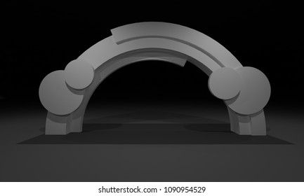 3D Rendering Of Gate Entrance Booth Exhibition Design Concept Interior Illustration