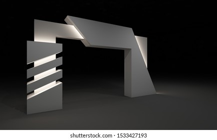 3D Rendering of Gate Entrance Booth Exhibition Design Concept interior outdoor Illustration