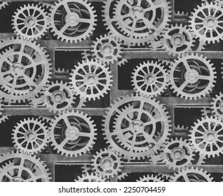 3d rendering. Gears and cogs macro banner Background