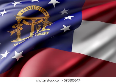 3d Rendering Of A Georgia State Flag Waving