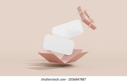 3D Rendering of gift box explosion show blank paper vouchers inside on background for commercial design. 3D Render. 3D illustration. - Powered by Shutterstock