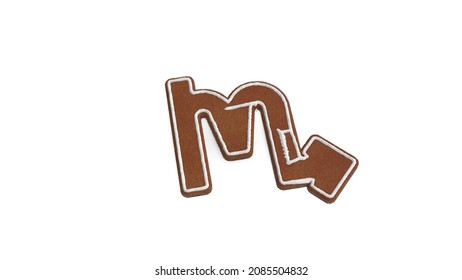 3d rendering of gingerbread cookie in shape of symbol of Scorpio zodiac horoscope isolated on white background with white icing