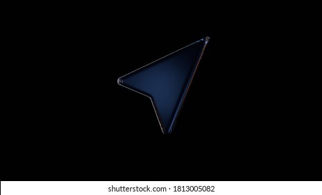 3d Rendering Glass Symbol Of Navigation Arrow Right Isolated On Black Background With Light Blue And Orange Reflection