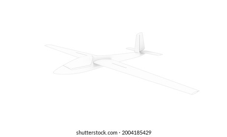 3D Rendering Of A Glider Airplane Isolated On A White Background