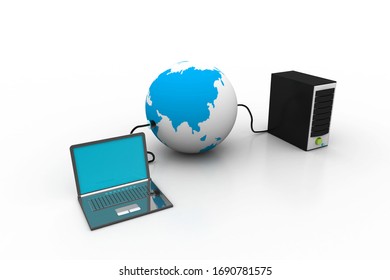 3d rendering of Global computer network