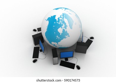 3d rendering of Global network system 