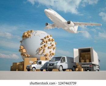 3D Rendering Of A Global Transportation Business Concept