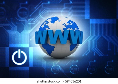 3d rendering globe with www