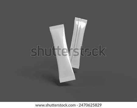 3d rendering of a glossy sachet packaging stick for your product on a dark background