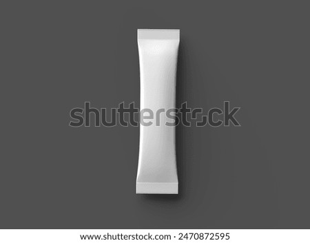 3d rendering of a glossy sachet packaging stick for your product on a dark background