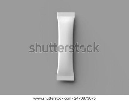 3d rendering of a glossy sachet packaging stick for your product on a grey background