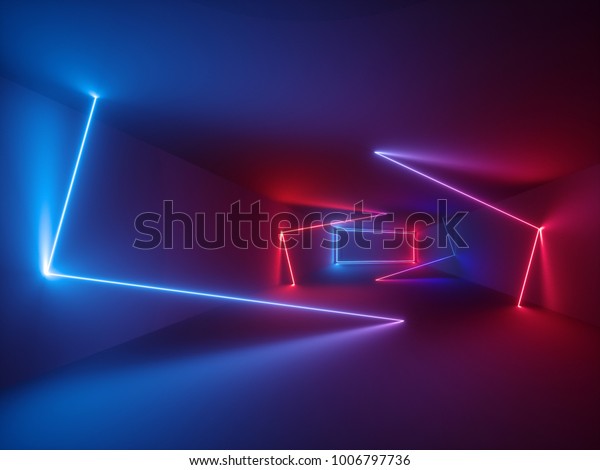 3d glowing lines, neon lights, abstract wall mural artwork ultraviolet, vibrant colors