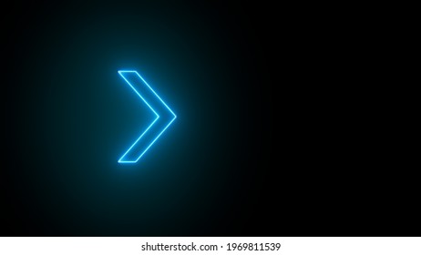 3D rendering of glowing neon arrows on a black background. Flashing direction indicators. Futuristic laser background