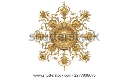 3d rendering of gold center classic ornament, very beautiful luxury classic decoration for graphic design purposes, wedding decoration, opera house or palace ornament 