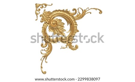3d rendering of gold corner classic ornament, very beautiful luxury classic decoration for graphic design purposes, wedding decoration, opera house or palace ornament 