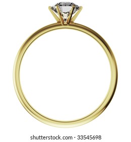 3d Rendering Of A Gold Diamond Ring