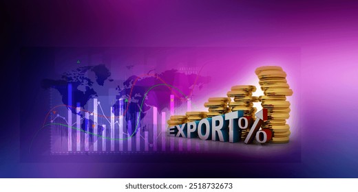 3d rendering Gold Export concept
