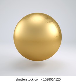 3d Rendering Gold Sphere Isolated On White Background