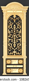 3d rendering gold stucco frame 