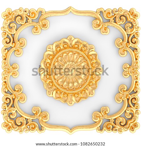 3d rendering gold stucco frame 