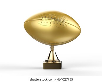 3d Rendering Golden American Football Trophy