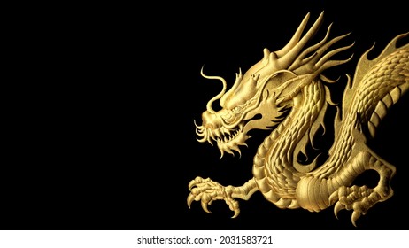 3d Rendering Golden Chinese Glow Dragon Stock Illustration 2031583721