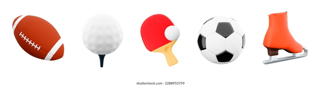 3d rendering golf, ice skates, table tennis, rugby, football icon set. 3d render sport conception icon set. - Powered by Shutterstock