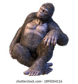 3D rendering of a gorilla ape isolated on white background