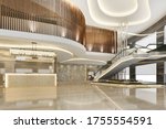 3d rendering grand luxury hotel reception hall entrance and lounge restaurant with stair
