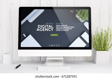 3d rendering graphic digital agency on computer. All screen graphics are made up. - Powered by Shutterstock