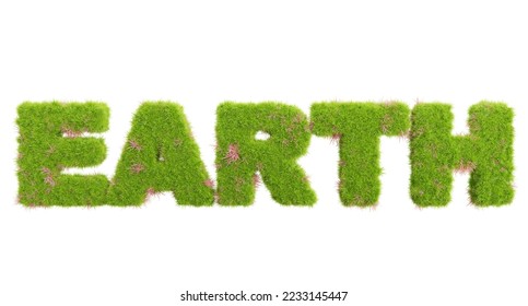 3d rendering of grass letters alphabet,the word earth. - Shutterstock ID 2233145447