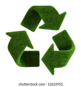 3d Rendering Of A Grass Recycle Symbol