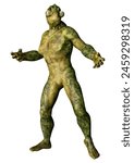 3D rendering of a green alien isolated on white background