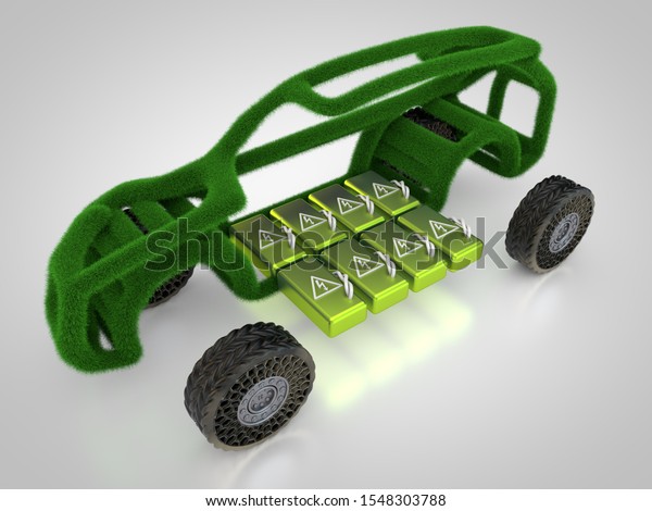 3D rendering: green\
electric car