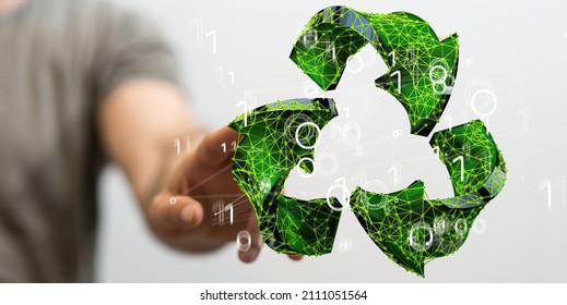 3d Rendering Of Green Recycle Icon