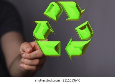 3d Rendering Of Green Recycle Icon