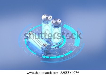 3d rendering group of alkaline and li-ion or rechargeable batteries