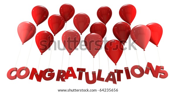 3d Rendering Group Balloons Word Congratulations のイラスト素材