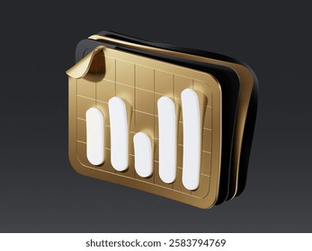 3d rendering of growing diagram. stylized simple 3d icon of chart. 3d illustration for business