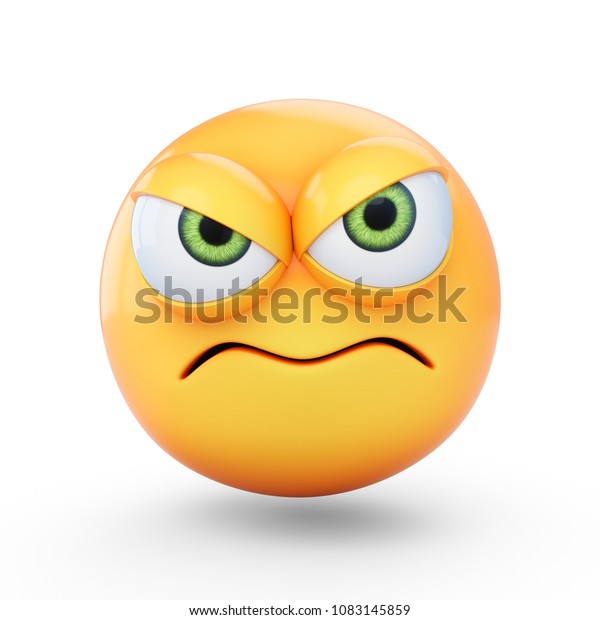 3d Rendering Grumpy Emoji Isolated On Stock Illustration 1083145859