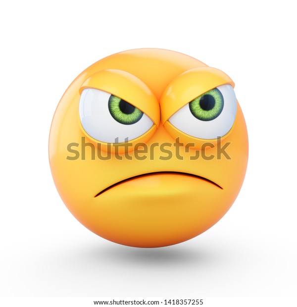 3d Rendering Grumpy Emoji Isolated On Stock Illustration 1418357255