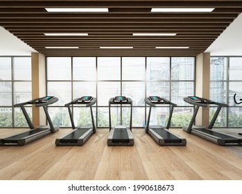 3d rendering gym room interior wooden floor and fitness  - Powered by Shutterstock