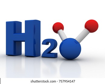 3d Rendering H2o Molecule