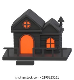 3d Rendering Halloween Icon  -  Scary Haunted House